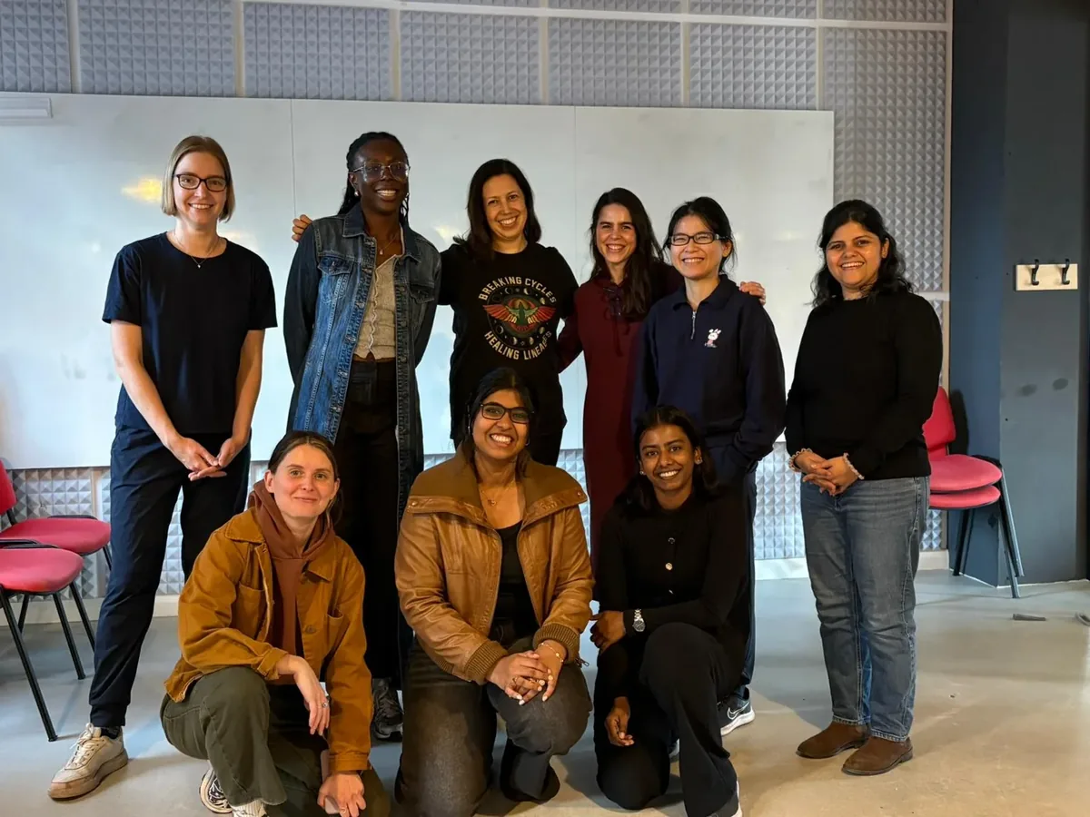 A group of fellows from the Responsible Design for Change fellowship posing together after the co-imagine workshop.